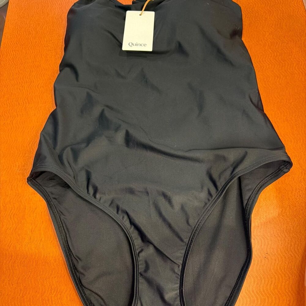 Quince Women's Black and Navy Swimsuit-one-piece
